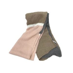 Calvin Klein Soft Knit Winter Scarf Colorblock Stripe Blush Gray Tan Brown Nwt